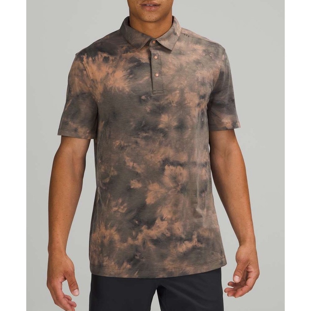 Lululemon Evolution Short Sleeve Polo Diamond Dye Sedona Sunset Graphite Sz 2XL‎